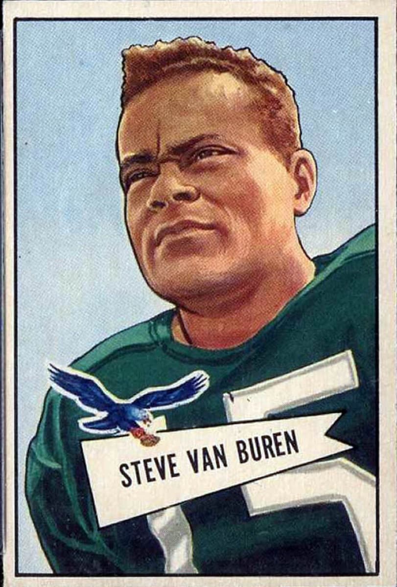 Steve Van Buren on his 1952 Bowman football card.